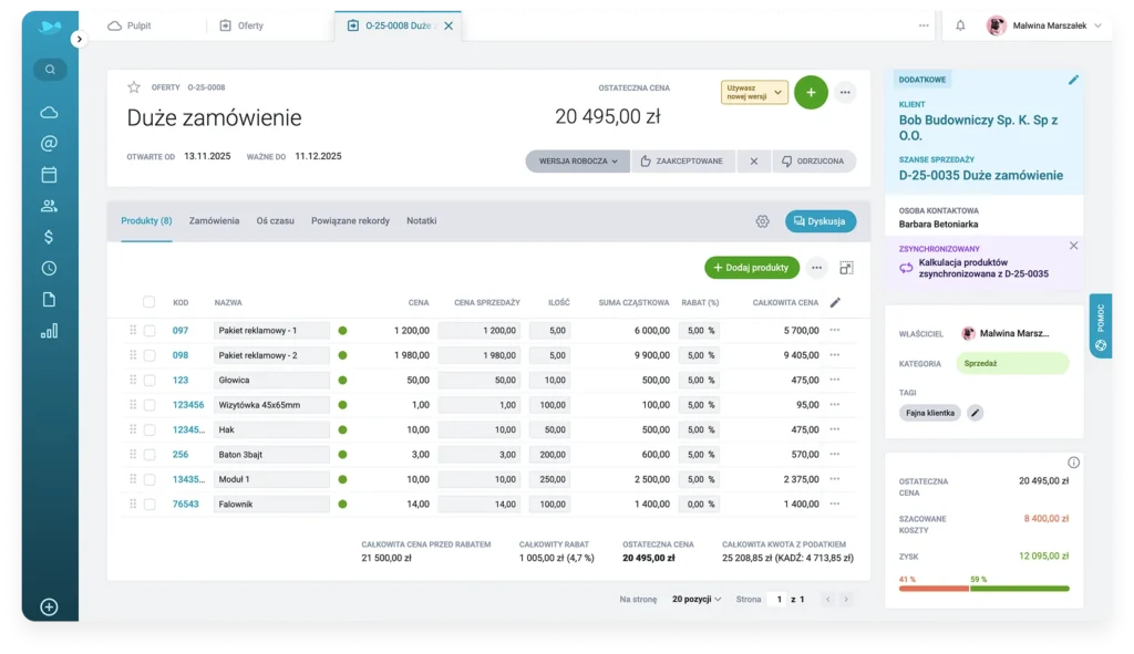 Tworzenie ofert sprzedażowych w raynet crm