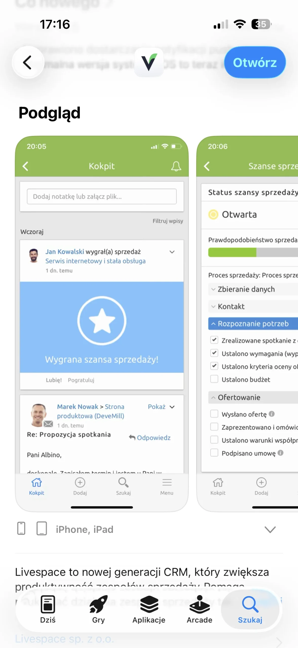 aplikacja mobilna livespace crm w appstore na ios 2