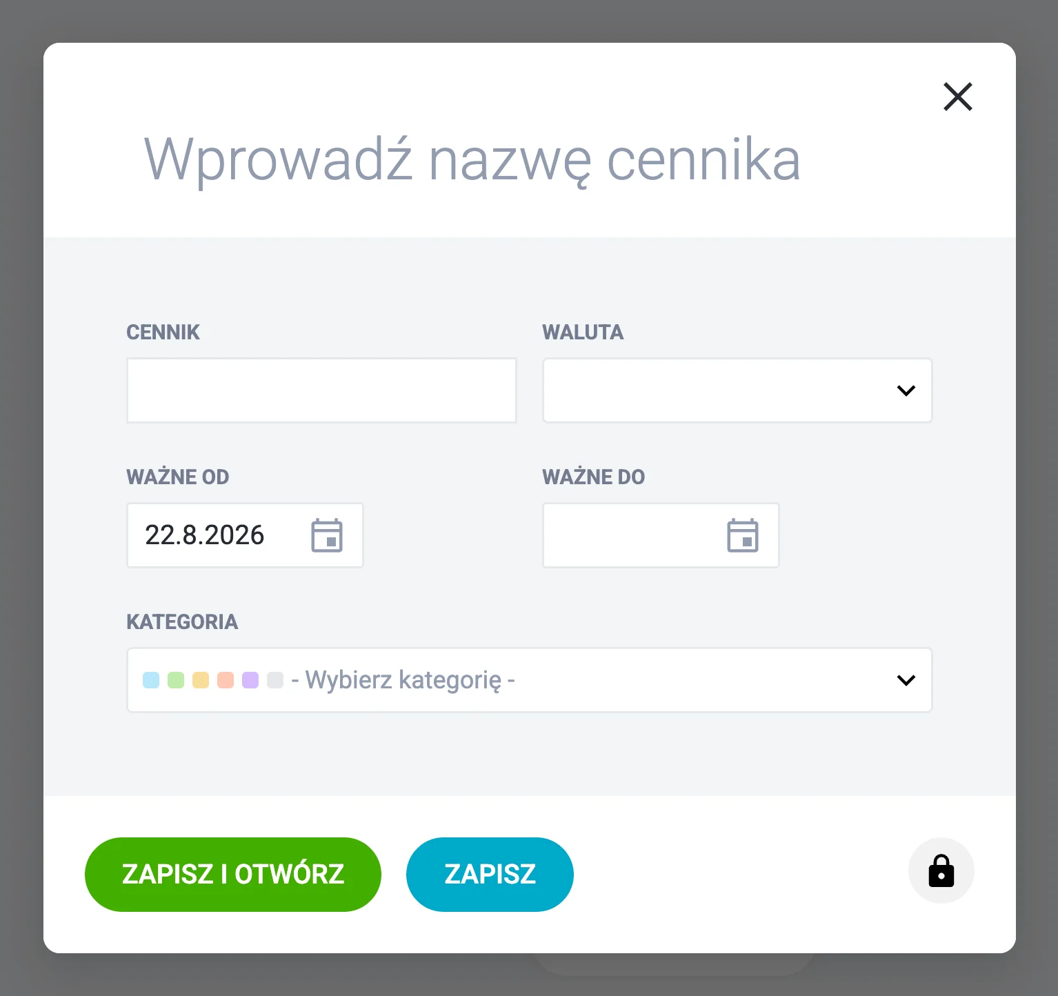 proces tworzenia nowego cennika w raynet