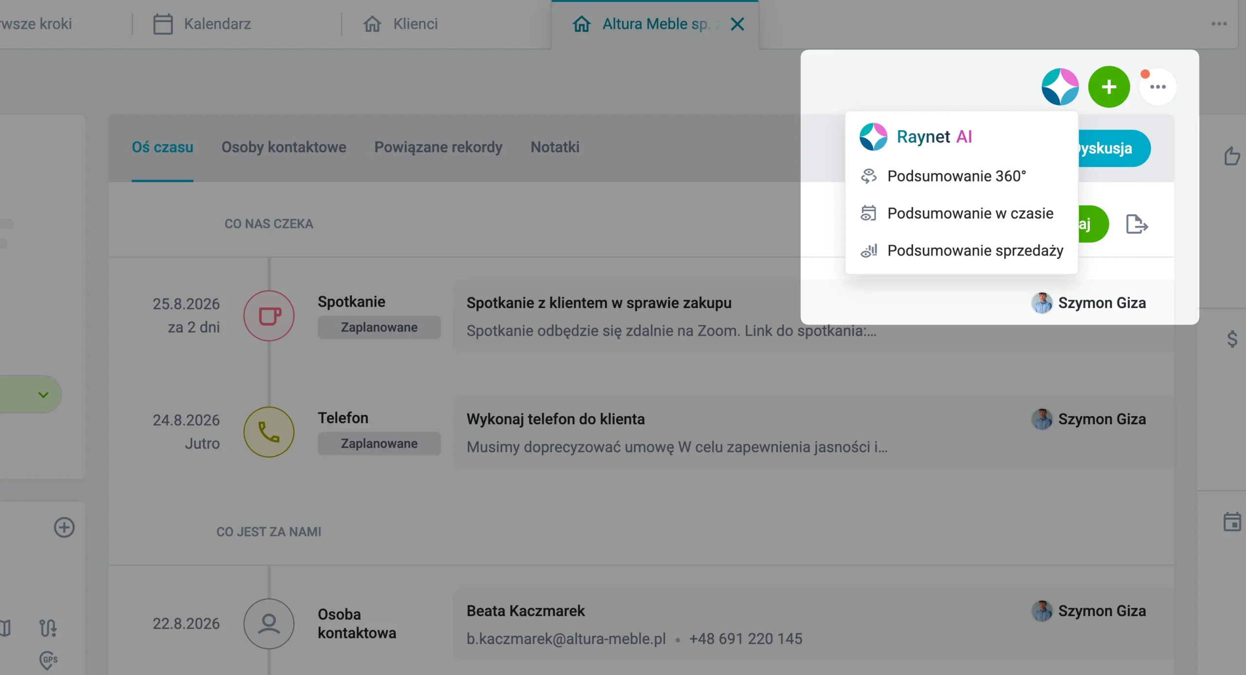 raynet ai w karcie klienta