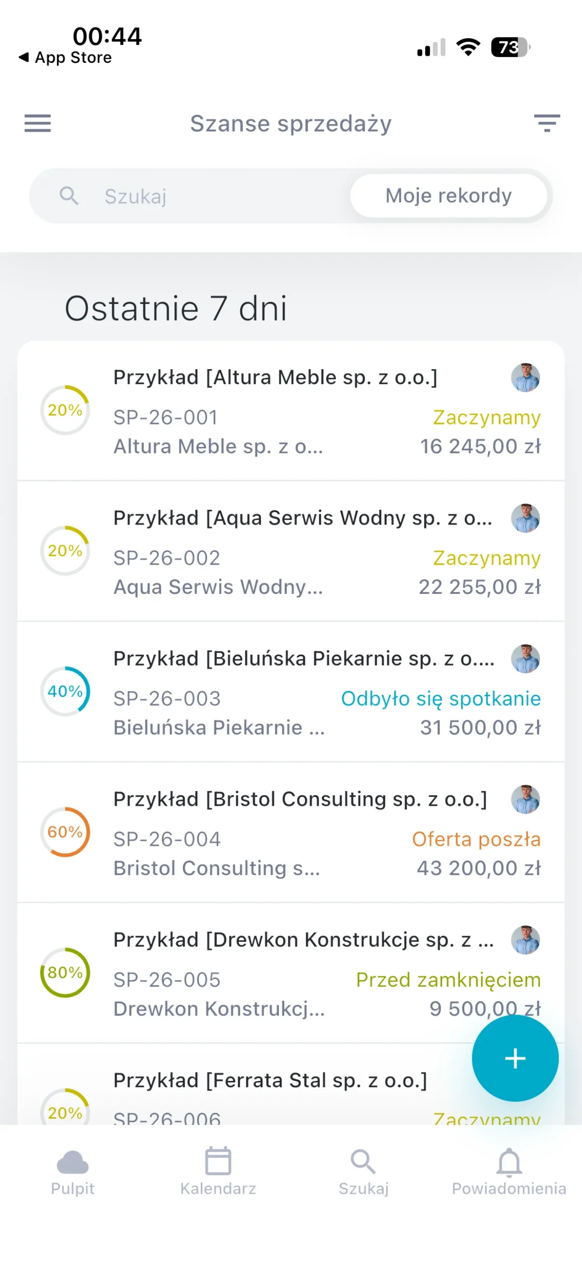 tablica szans sprzedaży w aplikacji mobilnej raynet