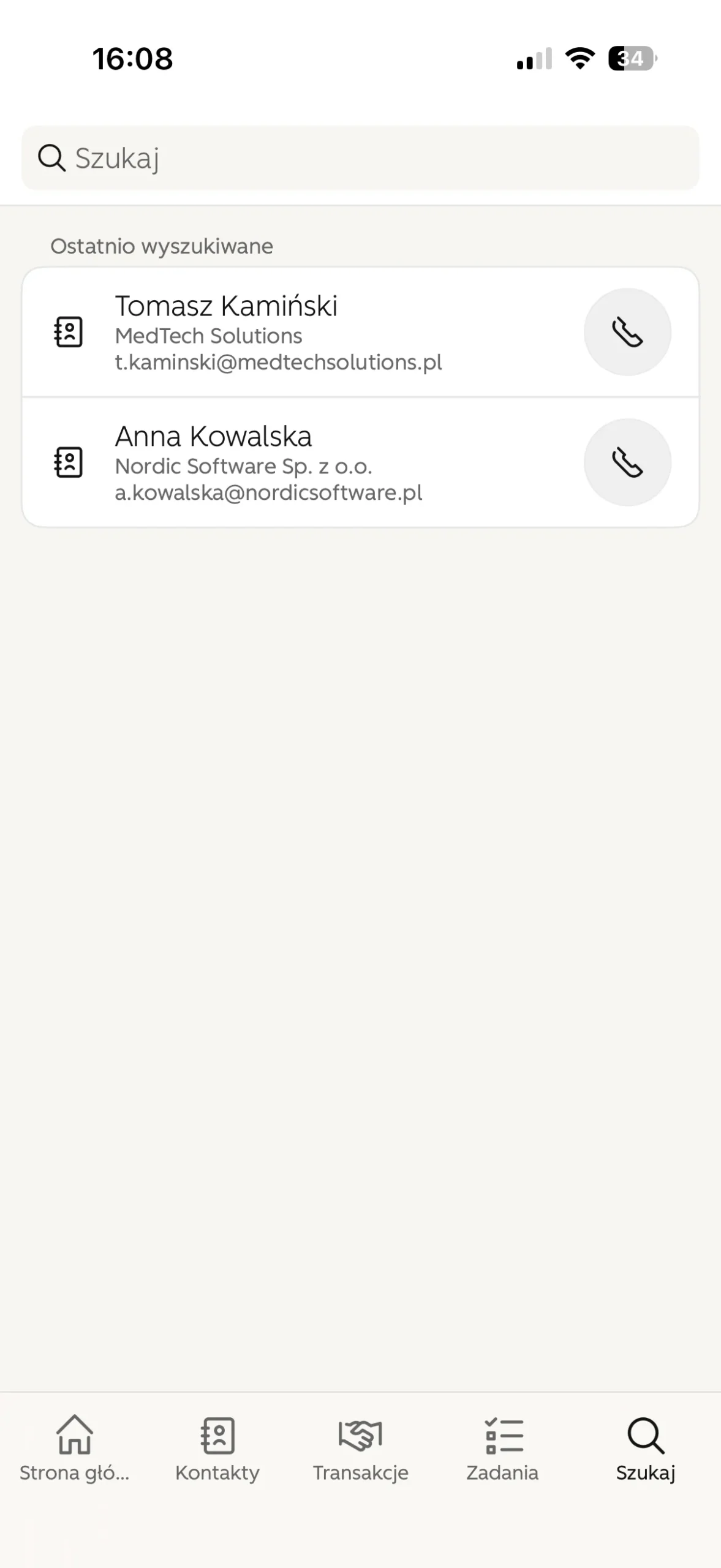 wyszukiwarka w aplikacji mobilnej hubspot