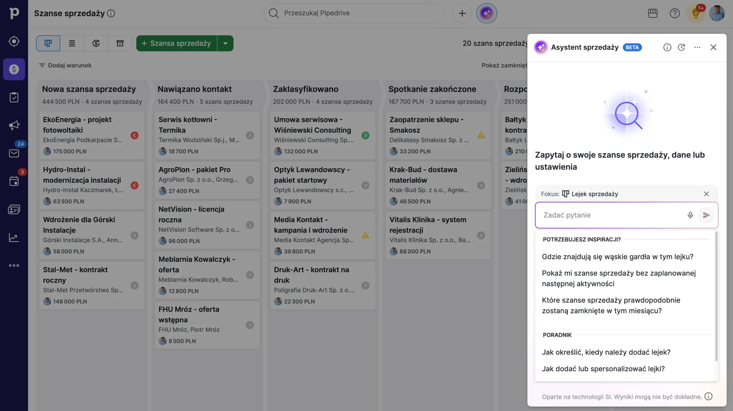 asystent sprzedaży ai w pipedrive crm