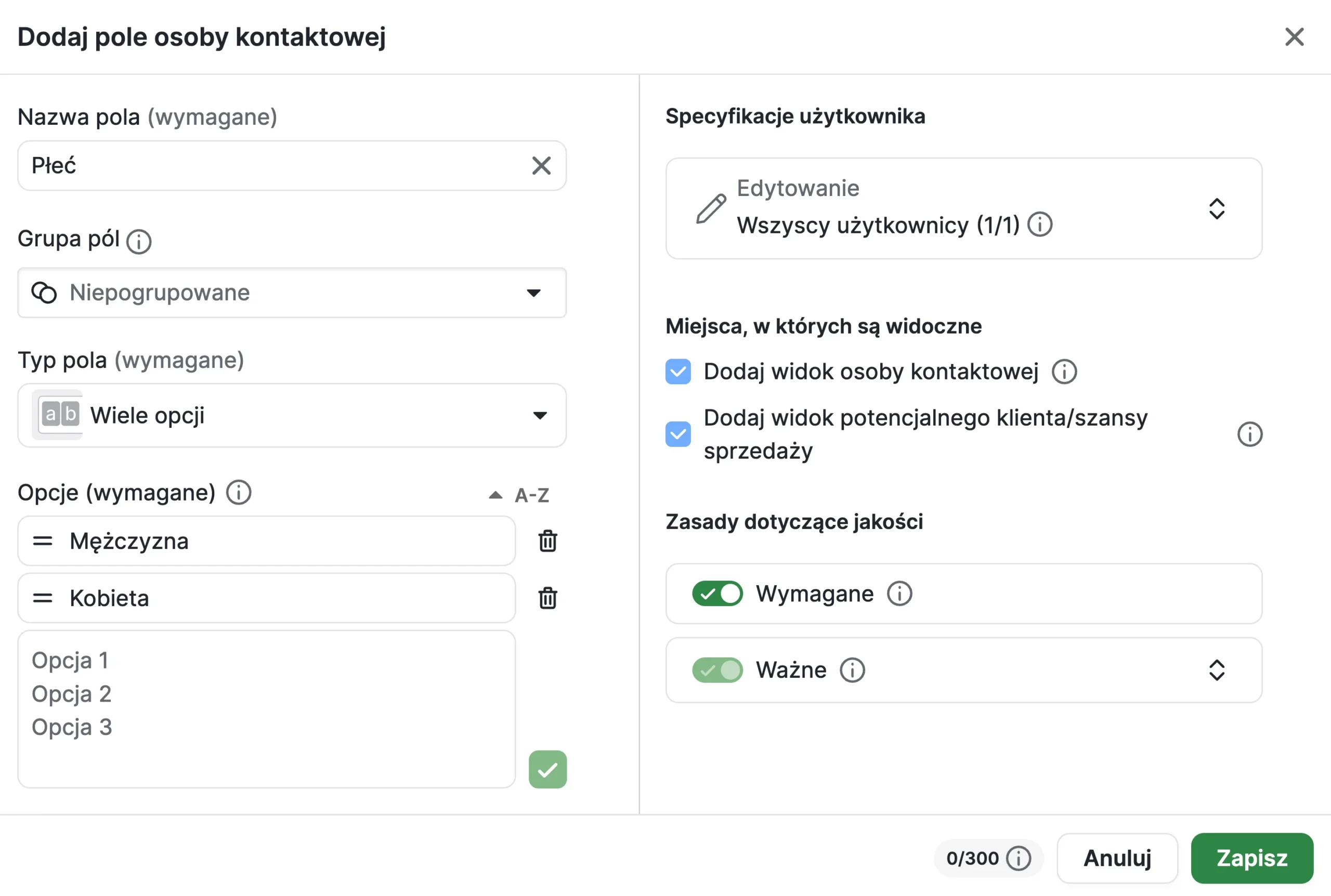 dodawanie pól własnych do osoby kontaktowej w pipedrive crm - mój przykład dodawania oznaczenia płci w systemie