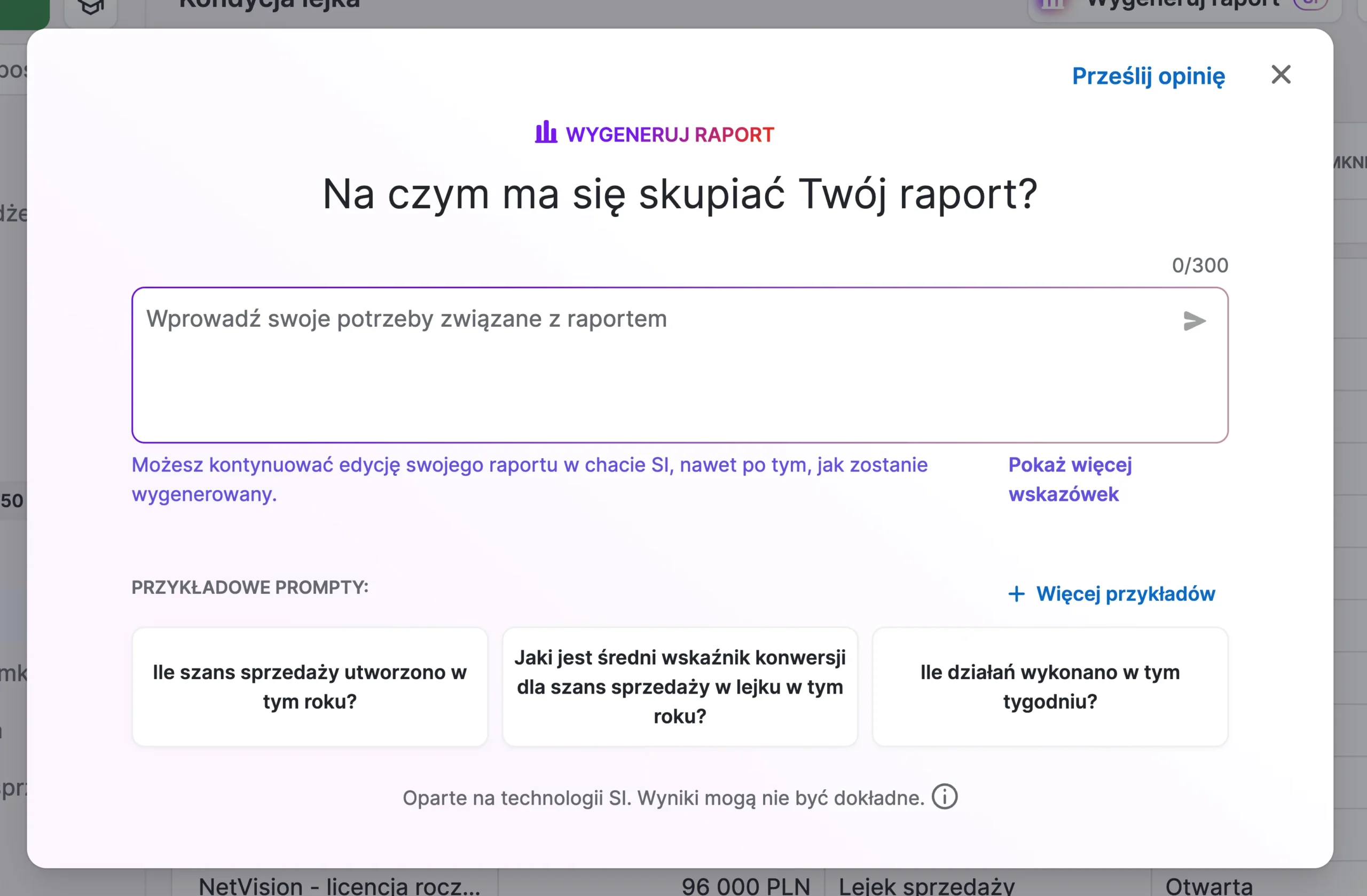 generowanie raportu za pomocą ai w pipedrive crm
