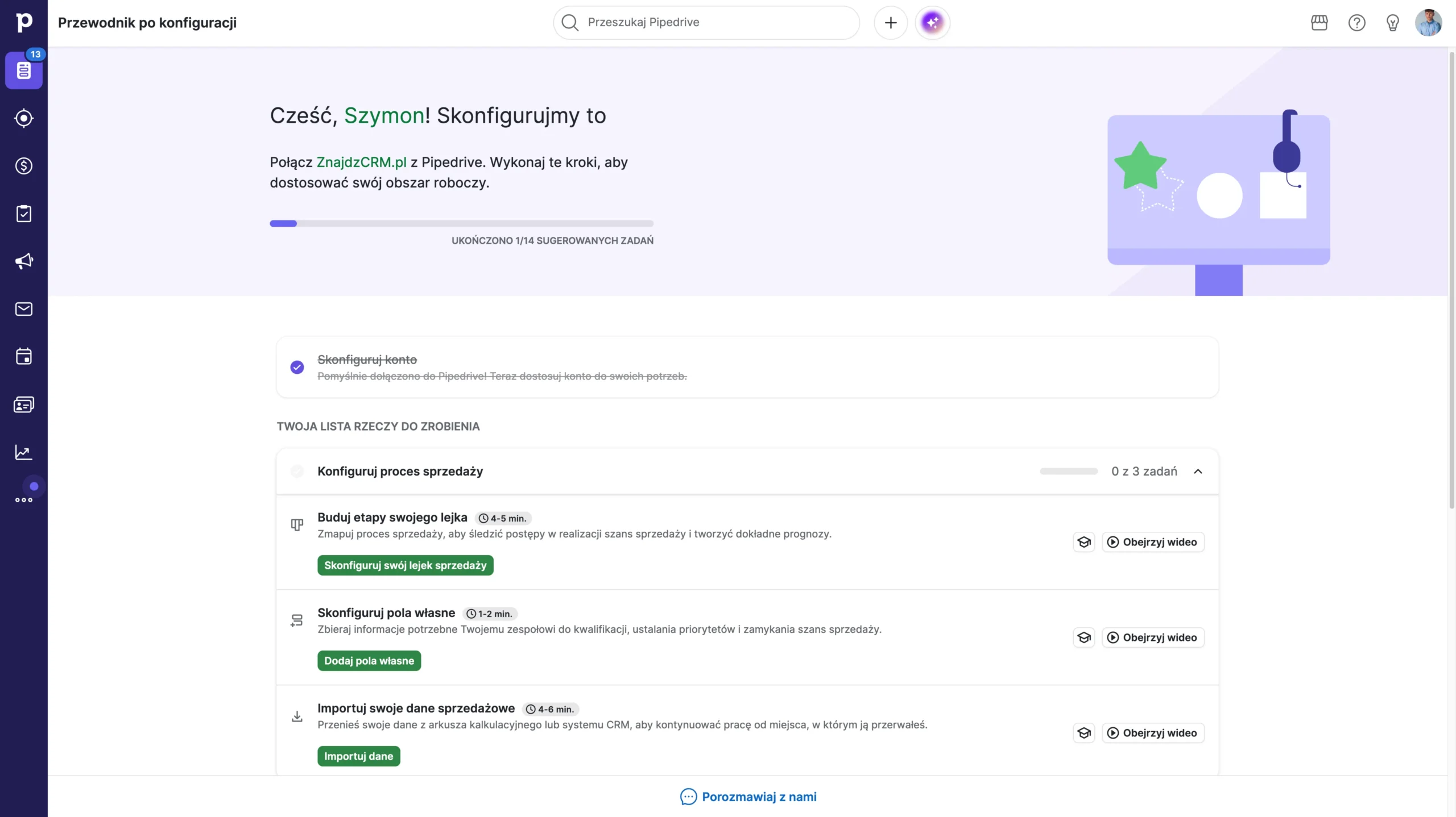 konfiguracja systemu pipiedrive
