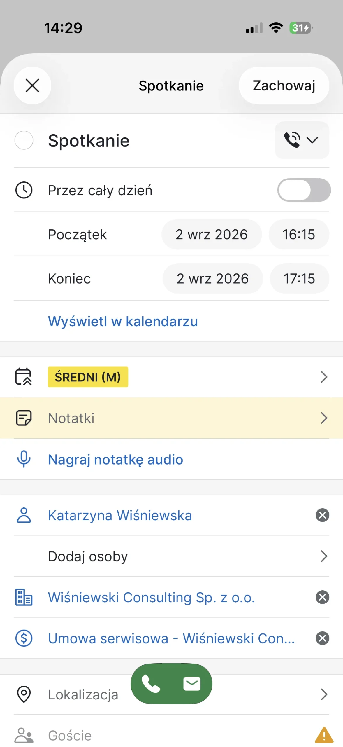 proces tworzenia nowego działania w aplikacji mobilnej pipedrive crm